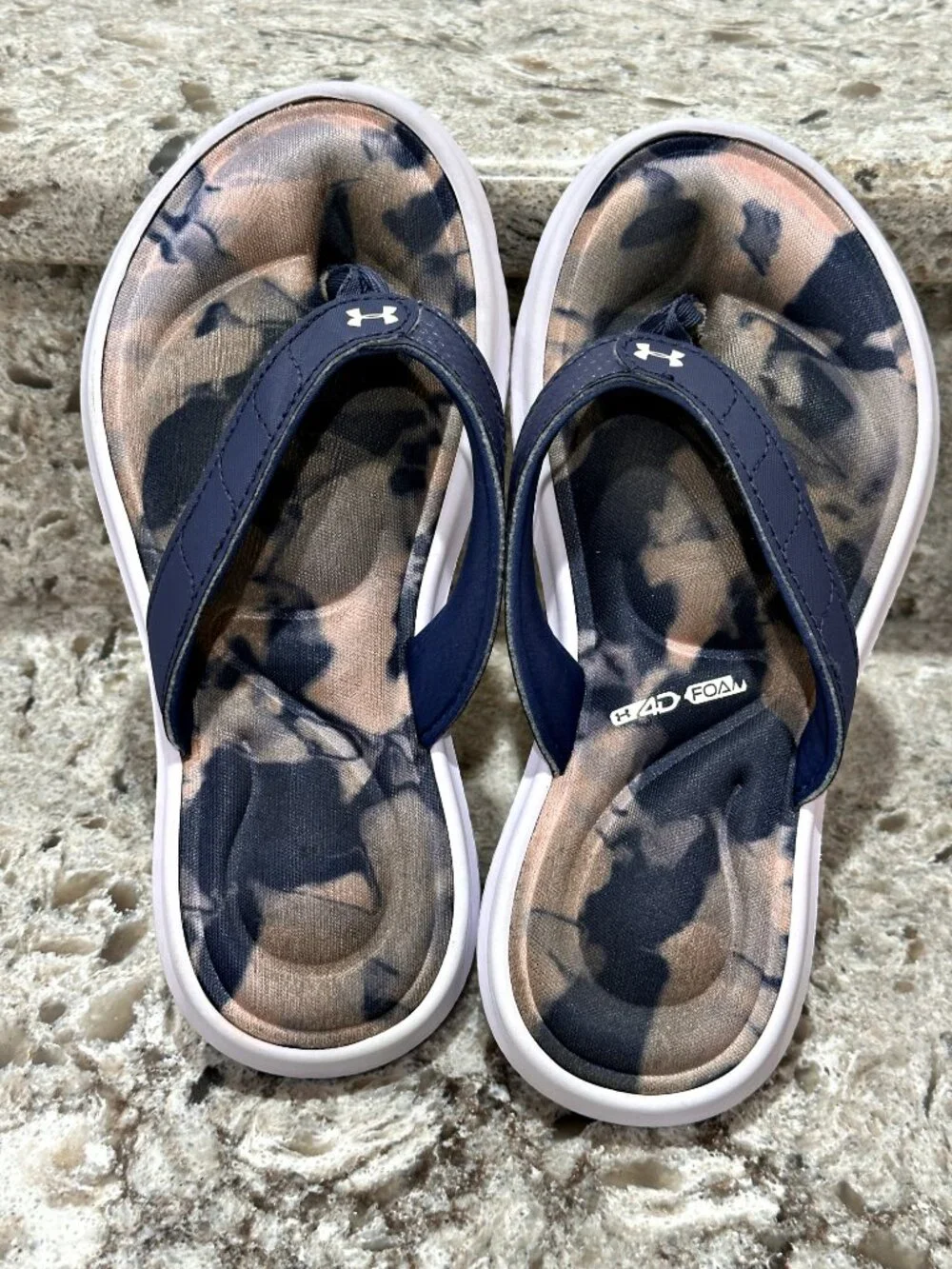 Under Armour Sandals Youth 1 Marbella VII Flip Flops 4D Foam CAMO Tie-dye Sandal